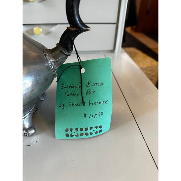 Vintage H9” Brittinia Pewter Coffee Pot by Shawe Fischer - Picture 4 of 4